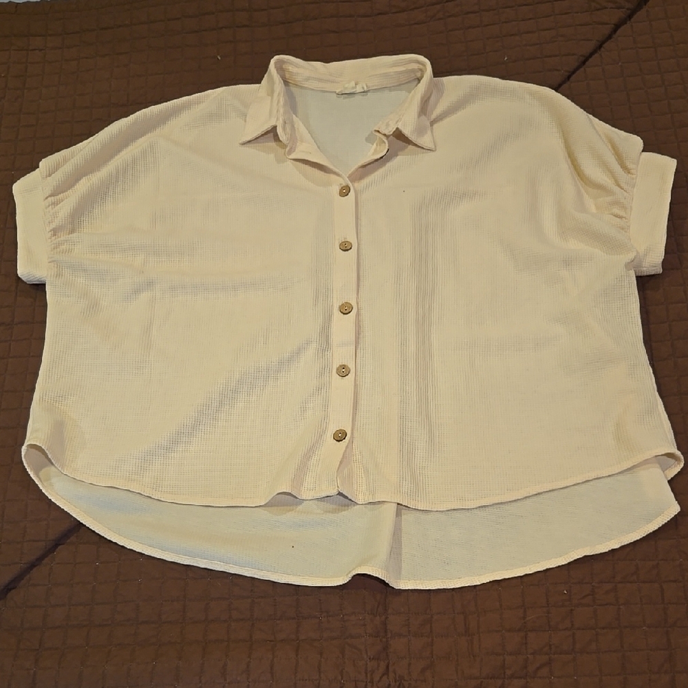 Stylish Cream Waffle Knit Top